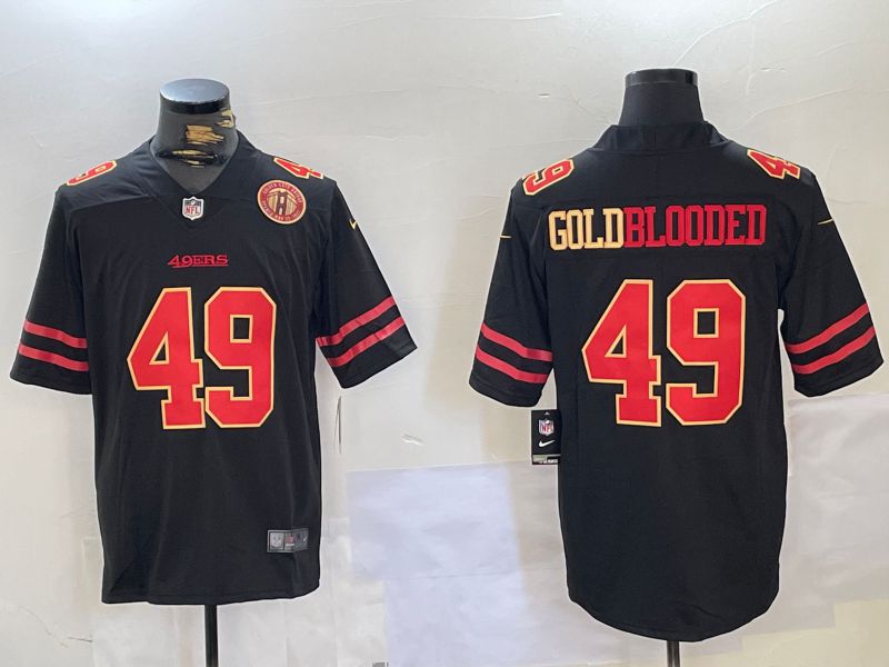 Men San Francisco 49ers #49 Goldblooded Black gold 2024 Nike Vapor Limited NFL Jersey style 2->san francisco 49ers->NFL Jersey